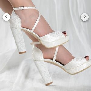 White bridal heels, never worn